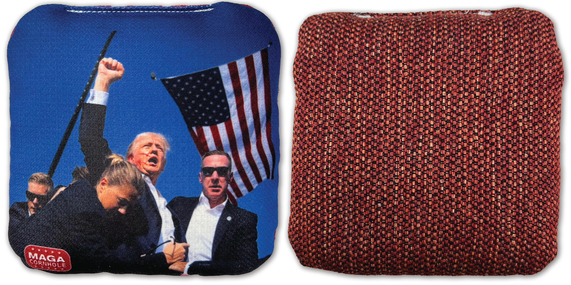 Iconic Trump Fight Cornhole Bag with Red Carpet