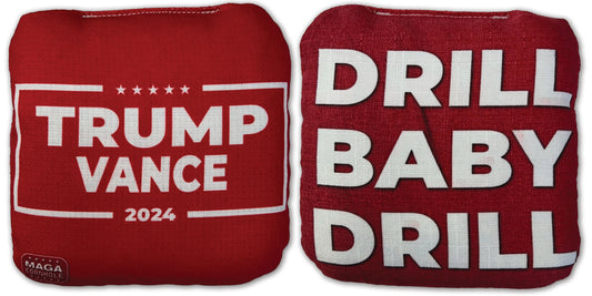 Trump Vance Cornhole Bag, Drill Baby Drill in Red